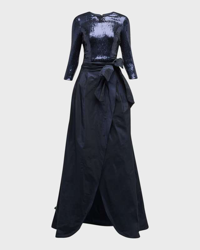 3/4-Sleeve Sequin Midi Dress